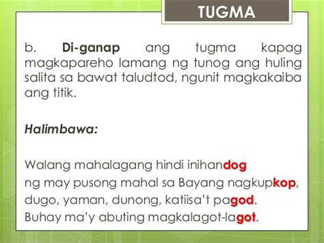 Mga Uri ng Tugma: Ganap at Di Ganap .